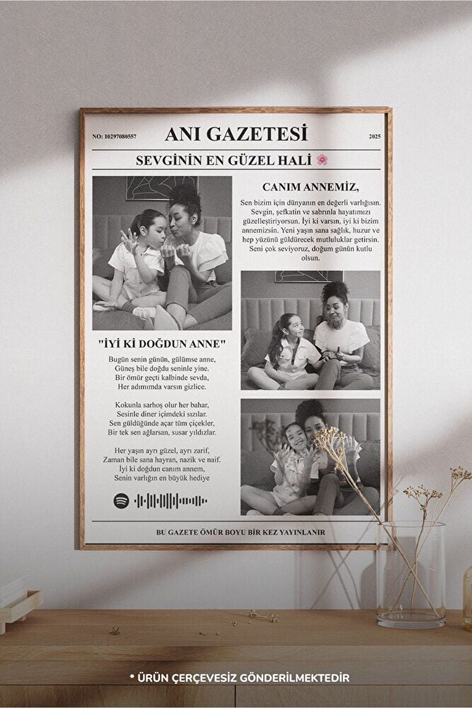 Kişiye Özel Anı Gazetesi | Favori Şarkınız, Sözler ve Fotoğraf ile Tasarlanmış Benzersiz Poster