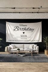 Kişiye Özel Doğum Günü Duvar Örtüsü Happy Birthday Arka Fon Pankart
